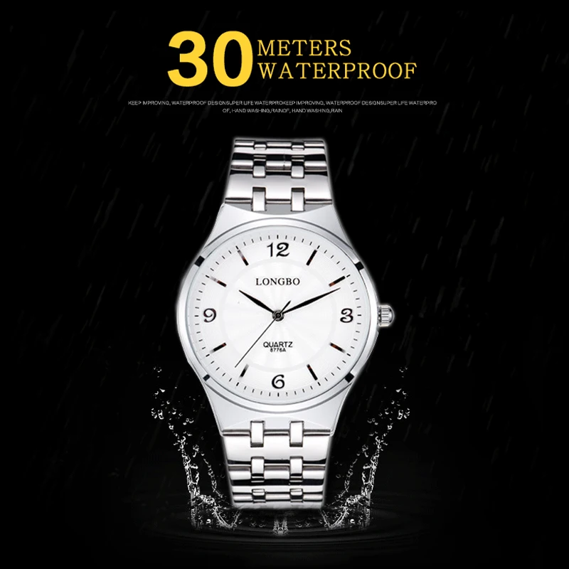 

LONGBO Top Quality Women Luxury Brand Watch Swimming Water Quartz Ultra-thin Watch Lady Stainless Steel Strap Wristwatches 8776