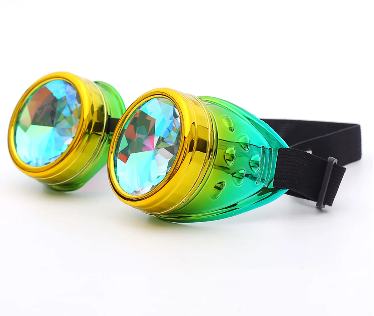 Hotselling Kaleidoscope Rainbow Crystal Lenses Steampunk Goggles EDM Glasses Gothic Cosplay Goggles Eyewear Vintage Halloween