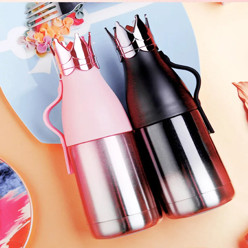 

Crown water bottle Vacuum Cup 304 Stainless Steel Queen Thermos Travel Water Bottles Outdoor Drinkware 4 Colors