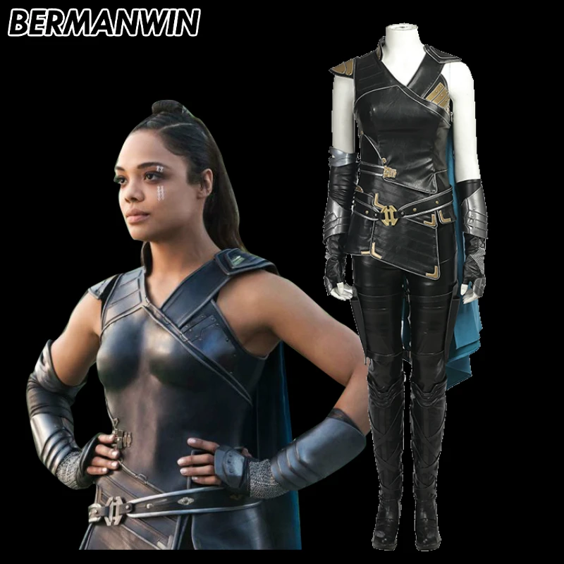 Valkyrie Costume Adult women Halloween costume Black leather battle suit Va...