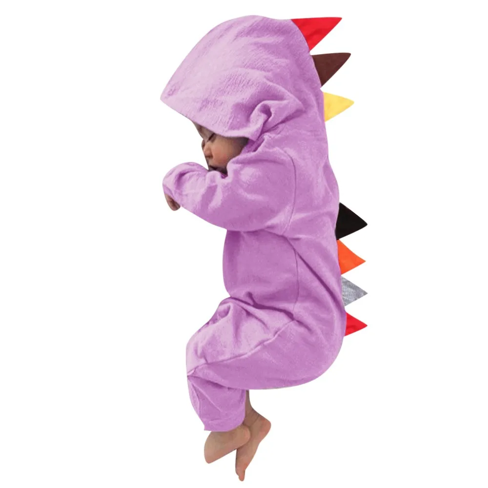 Для мальчиков и девочек; детские комбинезоны с брендовая куртка с капюшоном "Динозаврик" комбинезон боди для новорожденного, для младенца Детская осенняя хлопковый комбинезон; 30 - Цвет: E