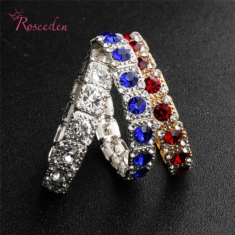 

3 Colors Charming Bride Wedding Crystal Stretch Bracelet Women Jewelry Shiny Rhinestone Chain Bracelet for Female RE3296