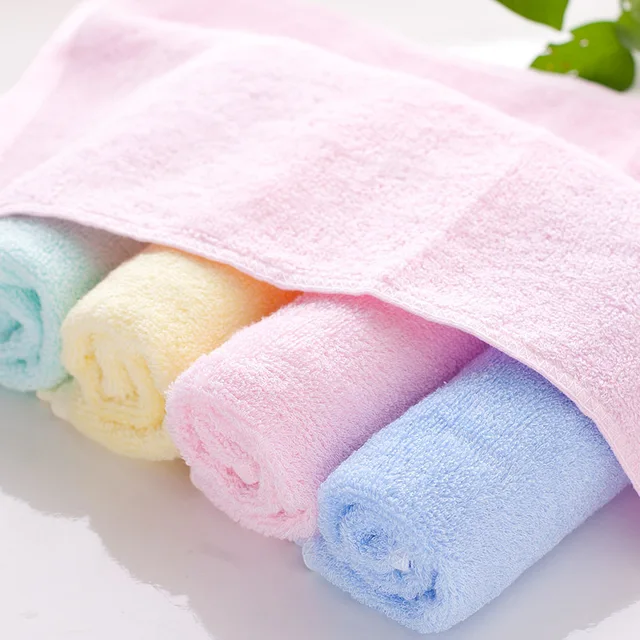 Manufacturers selling bamboo fiber thickening Small towel infant baby wipes pure color hand towel children wash face towel 2