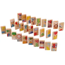 Домино Игра домино 28 шт./компл. животных головоломки домино игрушки деревянные головоломки-домино Blcoks дети ребенок juguetes деревянные блоки Горячая#06