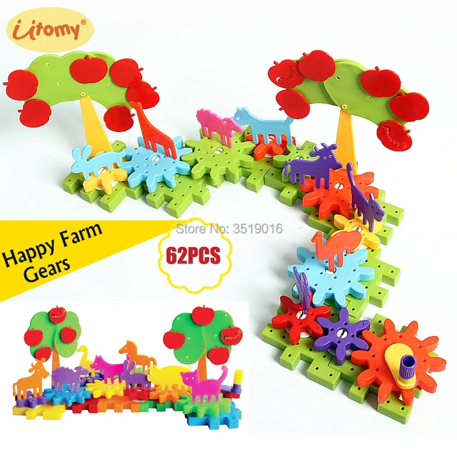 DIY Creative Happy Farm Gears Building Set Spinning Gear Combination Creativity Fun With Gears DIY Educational Construction Kit 1
