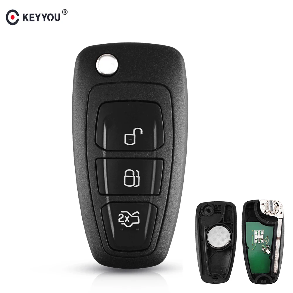 KEYYOU FSK 3 кнопки откидной складной без ключа автомобиля дистанционного ключа 434 МГц 4D63 чип для Ford Mondeo Фокус C-Max S-Max 2013 HU101 лезвие