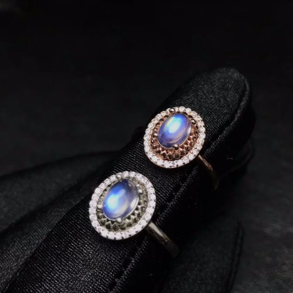 Uloveido Регулируемая Роза натуральный золотой цвет синий лунный камень кольцо, роскошный стиль, серебро 925 пробы, с сертификатом FJ331