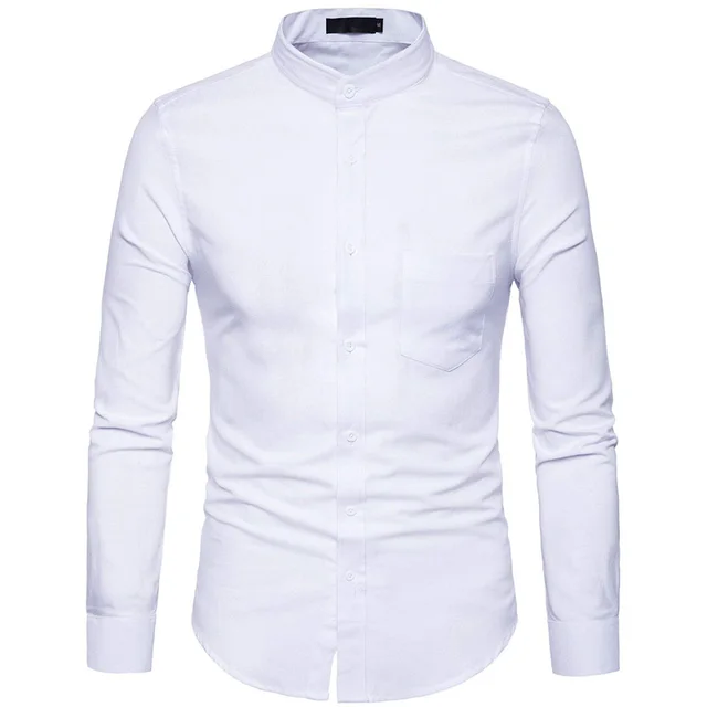 mandarin collar oxford shirt