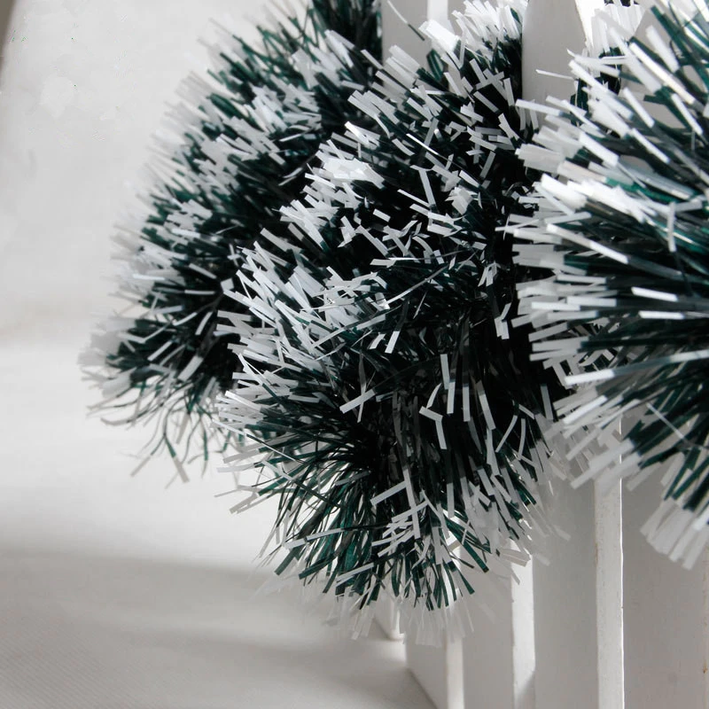 1pc Pop 2M Christmas Decoration Bar Tops Ribbon Garland Christmas Tree Ornaments White Dark Green Cane Tinsel Party Supplies