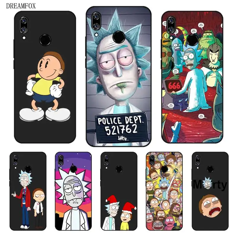 N373 Rick Morty Hot Black Silicone Case Cover For Huawei Nova 2 2i 2S 3 3e 3i 4 4e Enjoy 8 Plus |