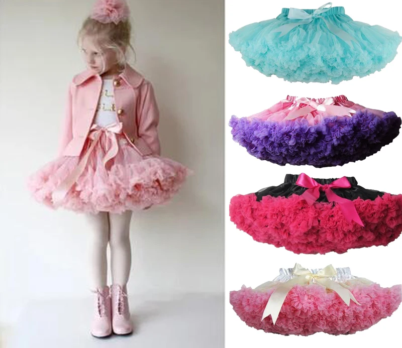 

Fashion Fluffy Chiffon Pettiskirts tutu Baby Girls Skirts Princess skirt dance wear Party clothes 18M-10 Ys 22 colors
