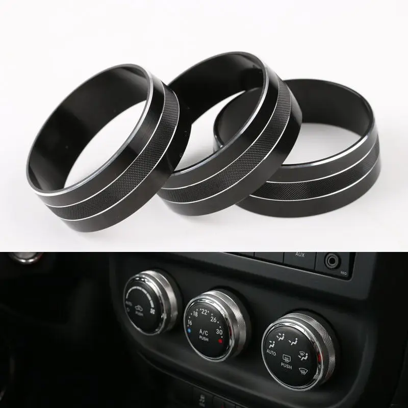 

3x Car Air Condition Switch Control Knob Button Cover Ring Trim For Jeep Wrangler Patriot
