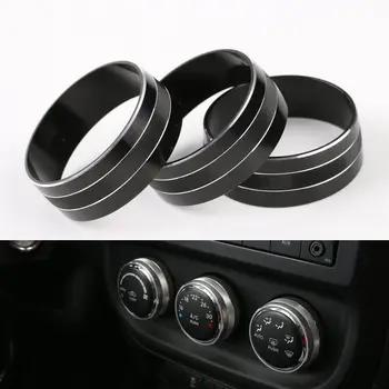 

3x Car Air Condition Switch Control Knob Button Cover Ring Trim For Jeep Wrangler Patriot