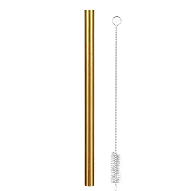 Extra Wide Straw Reusable Stainless Steel Drinking Straw Metal Straw For Smoothies Tapioca Pearls Milk Tea Juice Bar Tools golden A