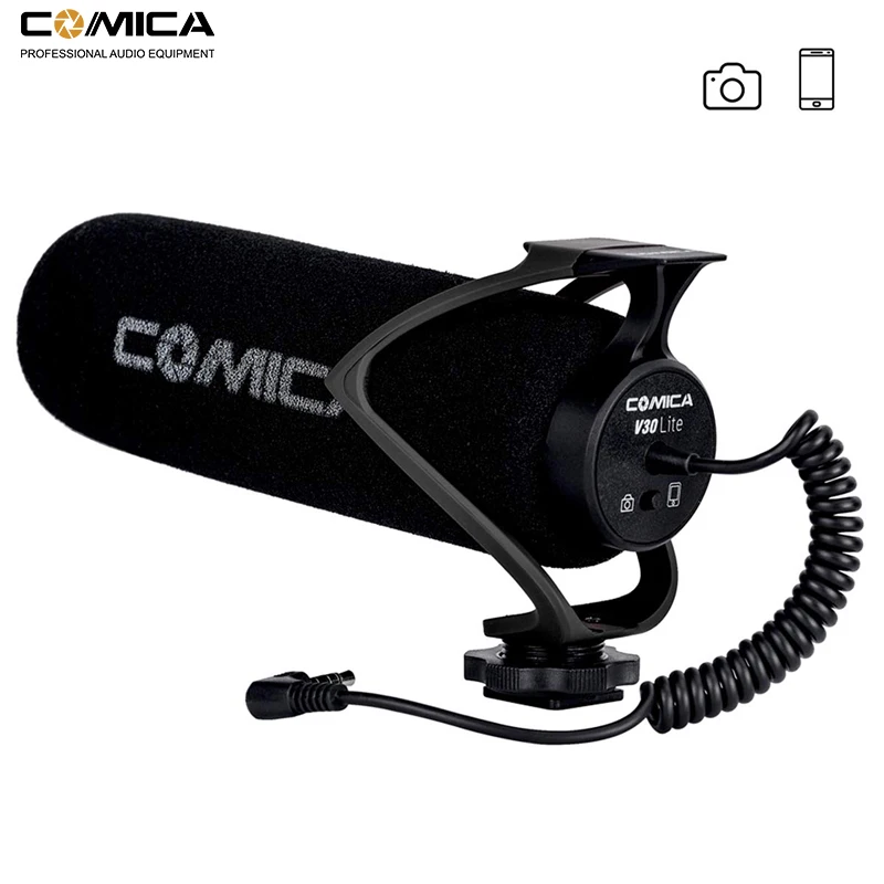 

Comica CVM-V30 Lite Video Recording Mic On Camera / Phone Microphone for Canon Nikon Sony DSLR Camcorder For iPhone Samsung S10