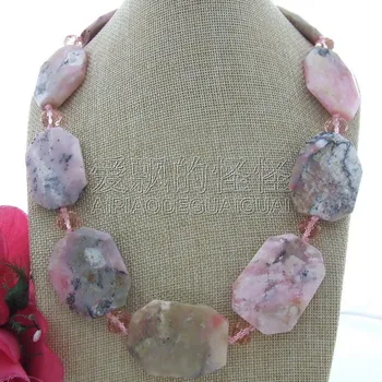 

N121106 23" 30x40mm Pink Opal Crystal Necklace