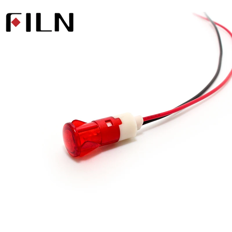 

12mm panel hole red green yellow water heater plastic 12v indicator light with 20cm cable