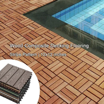 

1 PC Ecological Wood Composite Decking Flooring DIY Anti Skid Wooden Floor Indoor and Outdoor Applications Stripe Pattern