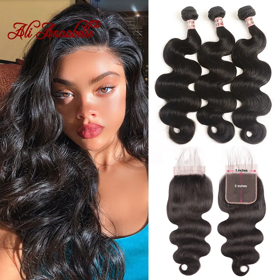

Peruvian Human Hair Body Wave Bundles With Closure Remy Hair 3 Bundles With 5*5 Swiss Lace Closure Hair Bundles With Closure