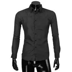 Элегантные деловые рубашки мужские модные печатные блузки 2018 повседневные с длинным рукавом Slim Fit рубашки топы социальные удобные топы
