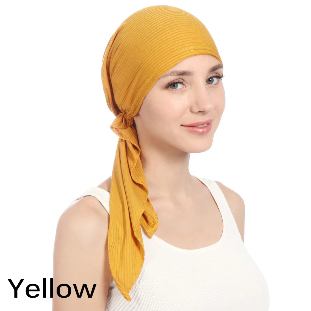 Модный женский шарф, шляпа, шапка, шапка, хиджаб ниндзя, мусульманский шарф, хиджаб, хлопок, головной платок - Цвет: Цвет: желтый