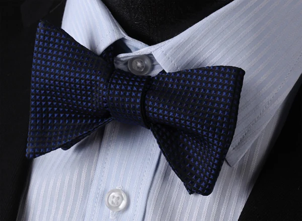 BC2001B чистый темно-синий клетчатый Классический шёлковый жаккардовый тканый мужской галстук-бабочка Карманный квадратный носовой платок комплект - Цвет: bowtie only