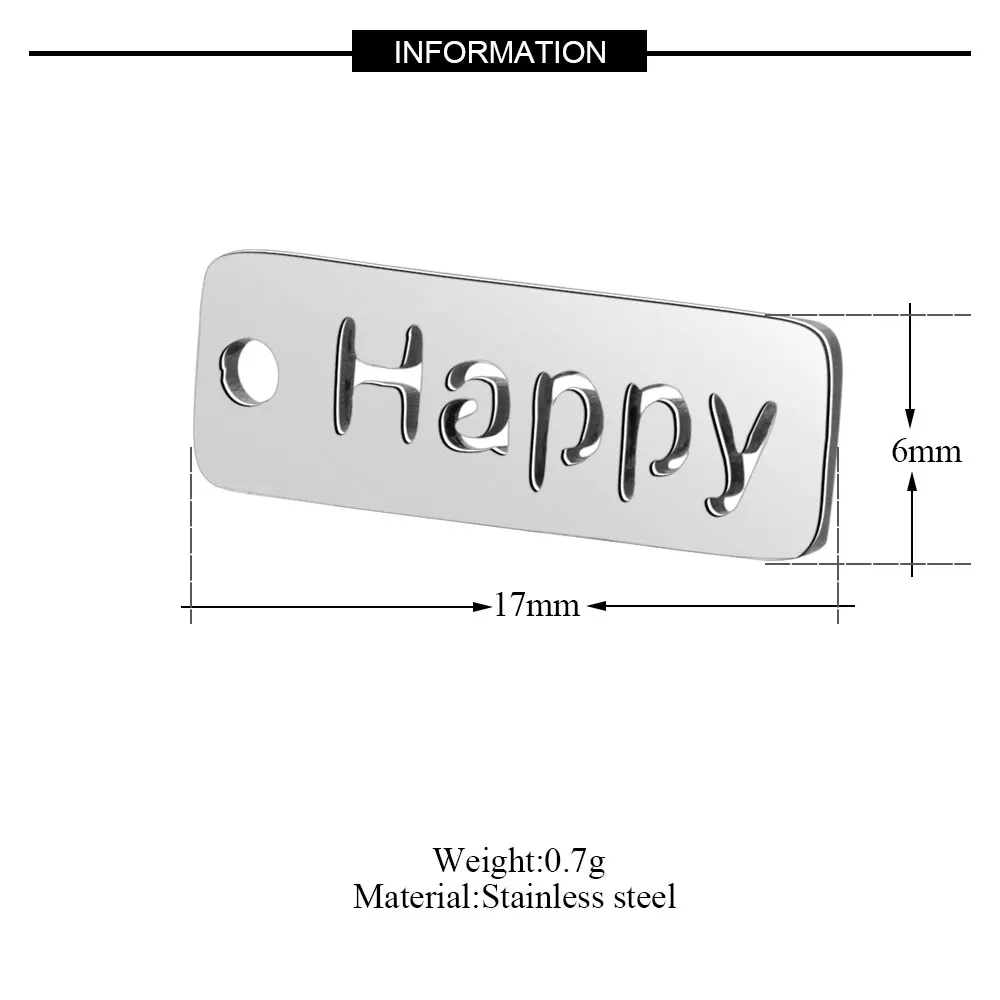 10 шт./лот нержавеющая сталь энергетические слова, шармы VNISTAR полированные Любовь Вера надеюсь тег Счастливый DIY Ювелирные изделия найти поставки