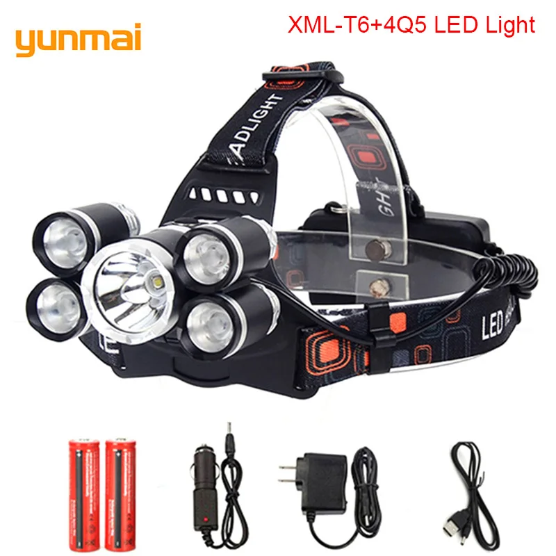

yunmai T6 led headlamp 18650 Battery USB charger headlight 20000 lumens led head lamp hike emergency light fishing outdoor B2