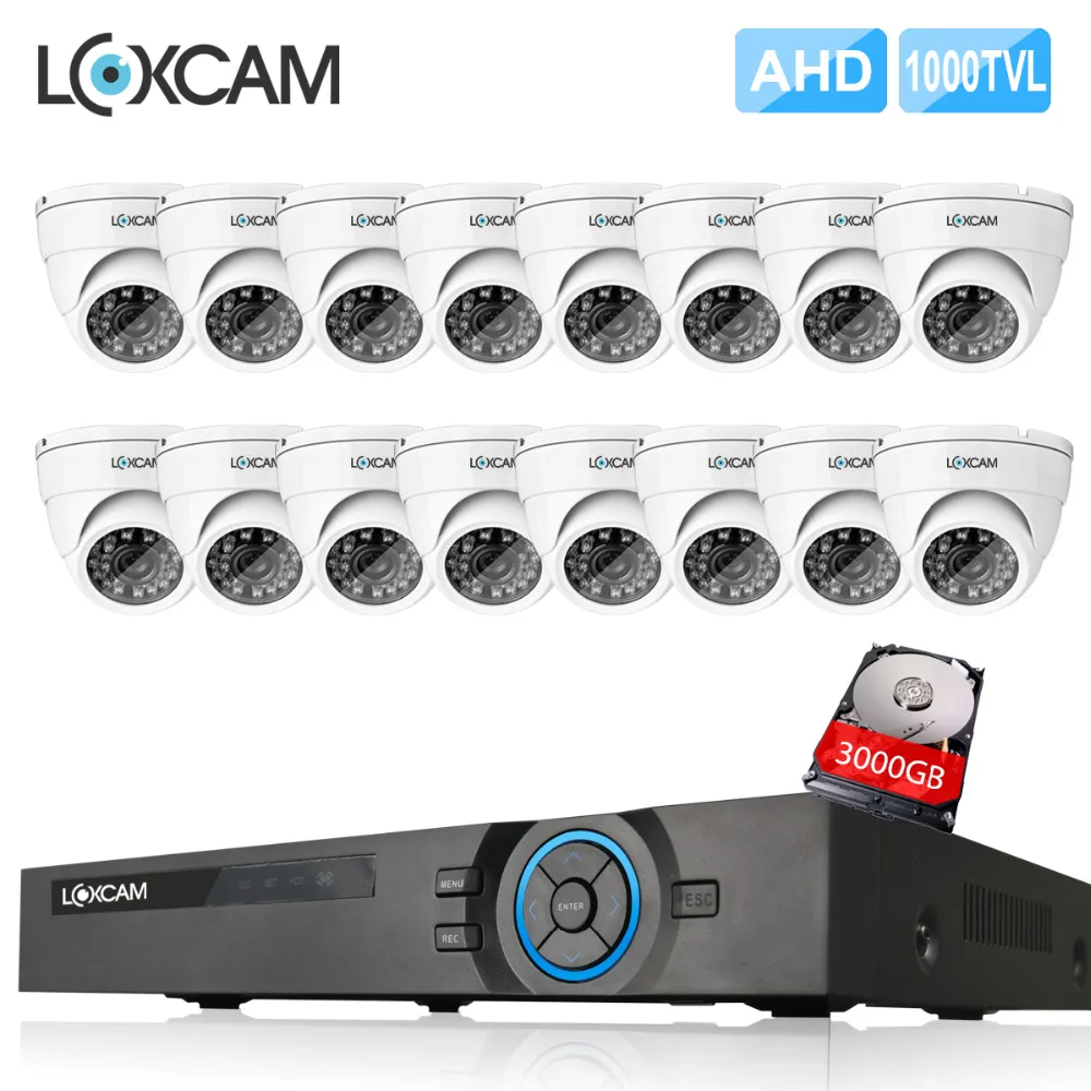 LOXCAM 16CH HDMI 1080P cctv dvr система CMOS 1000TVL купольная камера безопасности для помещений комплект P2P vido система видеонаблюдения USB 3g wifi DVR