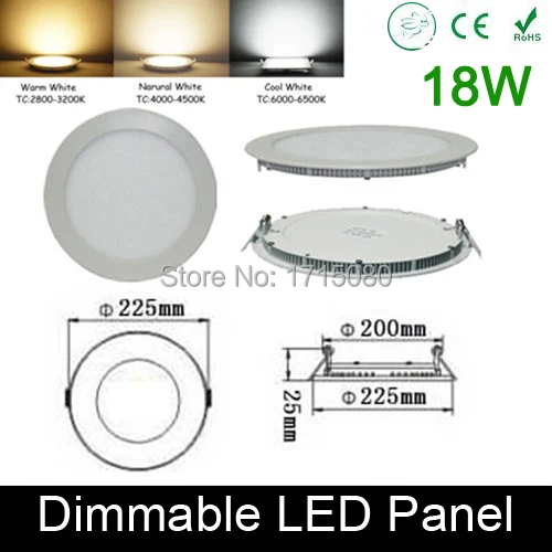 

High quality dimmable 18W LED panel light round LED Recessed ceiling painel light fixtures 4000K for bathroom luminaire lamp