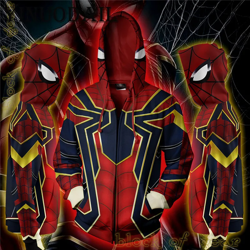 

Spiderman Cosplay Costume Sweatshirt Hooded Uniform Zipper Unisex Zipper Hoodies Top Sweatshirt Jacket Coat