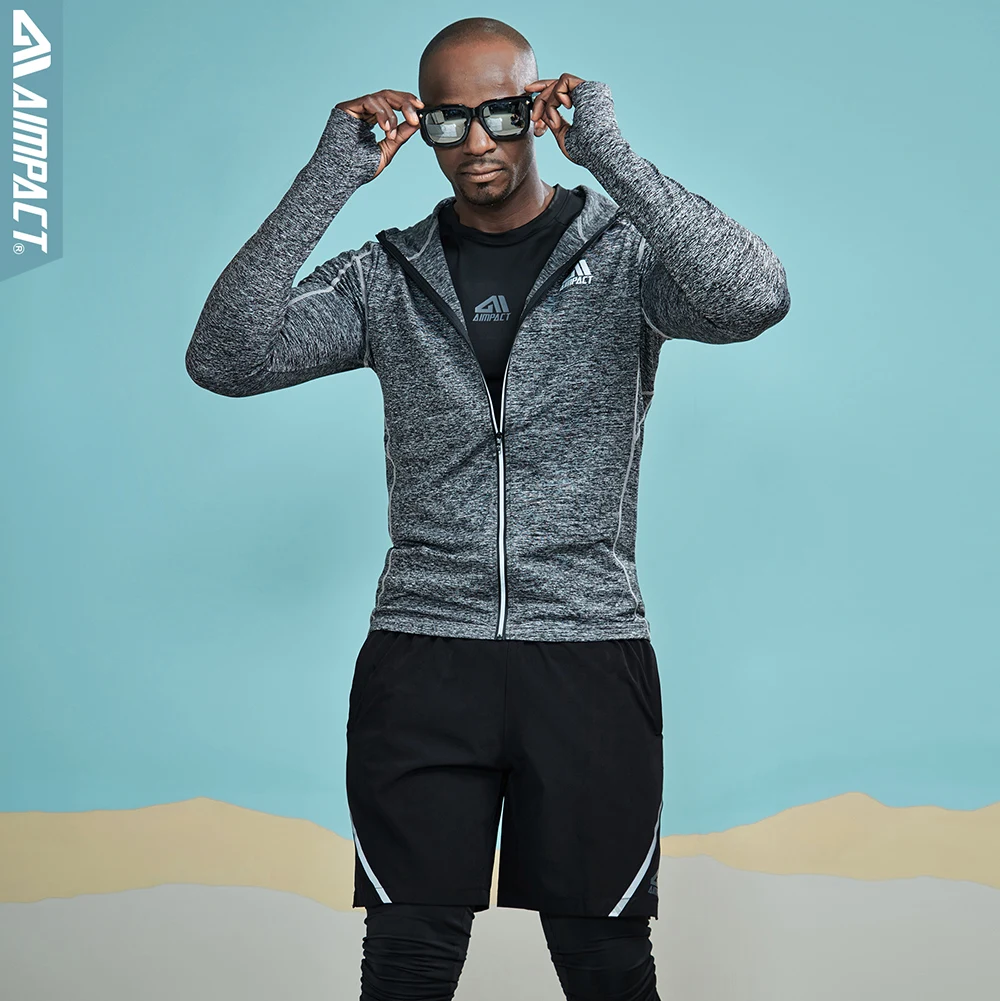 AIMPACT Спортивные Компрессионные куртки Кроссфит фитнес с длинным рукавом рубашки для тренировок Gymi бег светоотражающие спортивная одежда пальто AM4027