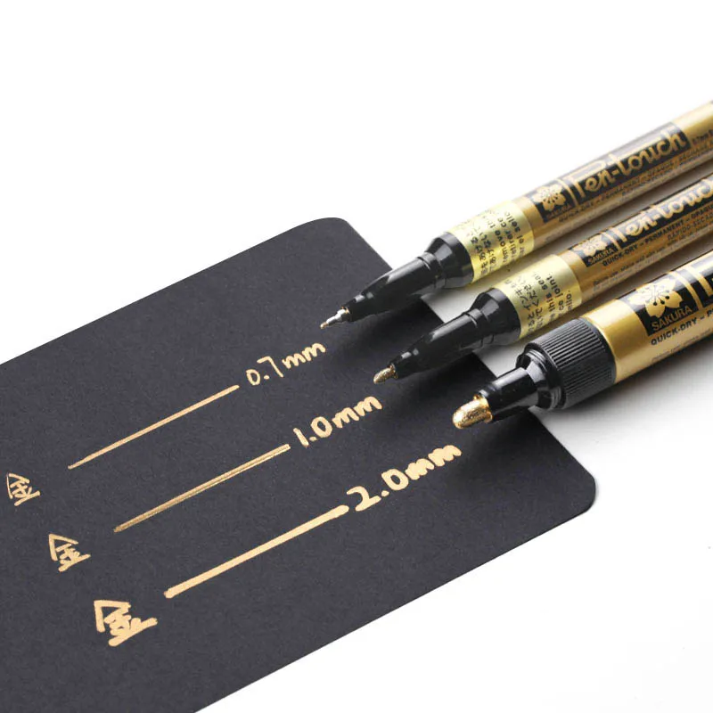 Sakura Pen Touch Перманентная Краска Маркер Золотой Серебряный Белый блистер карты