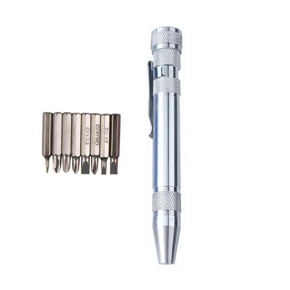 

Multi-function Pocket Tool Pen Aluminum Alloy Screwdriver Eight In One Multifunctional Screwdriver