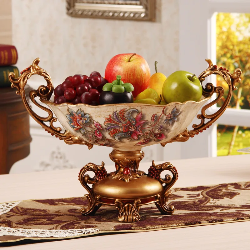 

home decoration accessories Creative European Fruit Pan Large Luxury Resin Living Room Fruit Pan Tea Table Decoration