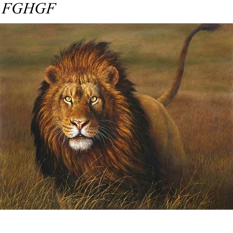 Fghgf Lion Painting By Numbers Handpainted Frameless Living Home