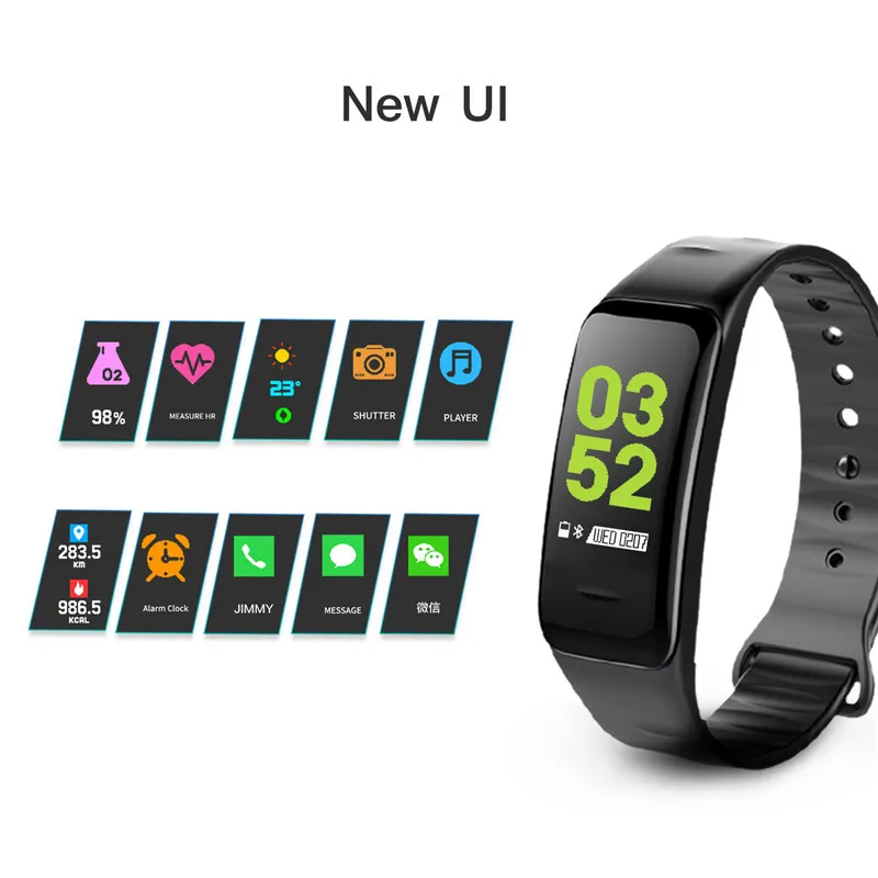 

New Color large screen Smart Bracelet Blood Pressure Waterproof Fitness Tracker Heart Rate Monitor Smart Band for Android IOS