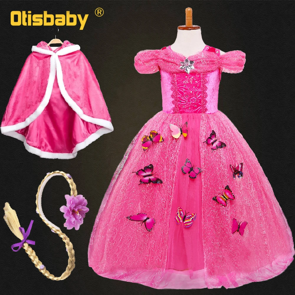 Лидер продаж, Рождественская девушка-Рапунцель, костюм принцессы для косплея зимняя детская одежда для девочек, вечерние платья-пачки Золушки, праздничное платье Софии