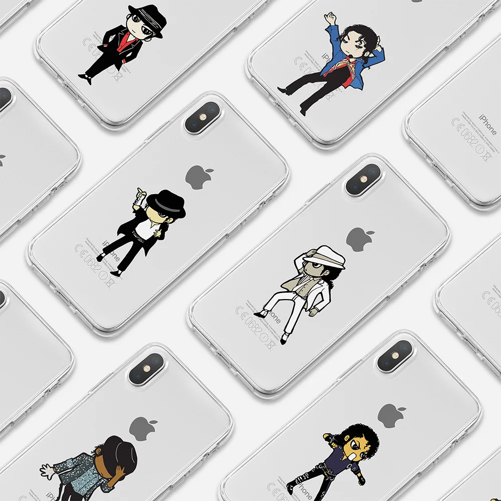 

For iphone 7plus phone case Cartoon MJ Michael jackson For iphone 6 6s 7 8 X XS XR XSMAX Soft TPU Transparent Case Cover Capa