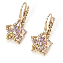 MxGxFam светильник многоцветный обруч с цветами Серьги для женщин золото 18 К модные украшения AAA