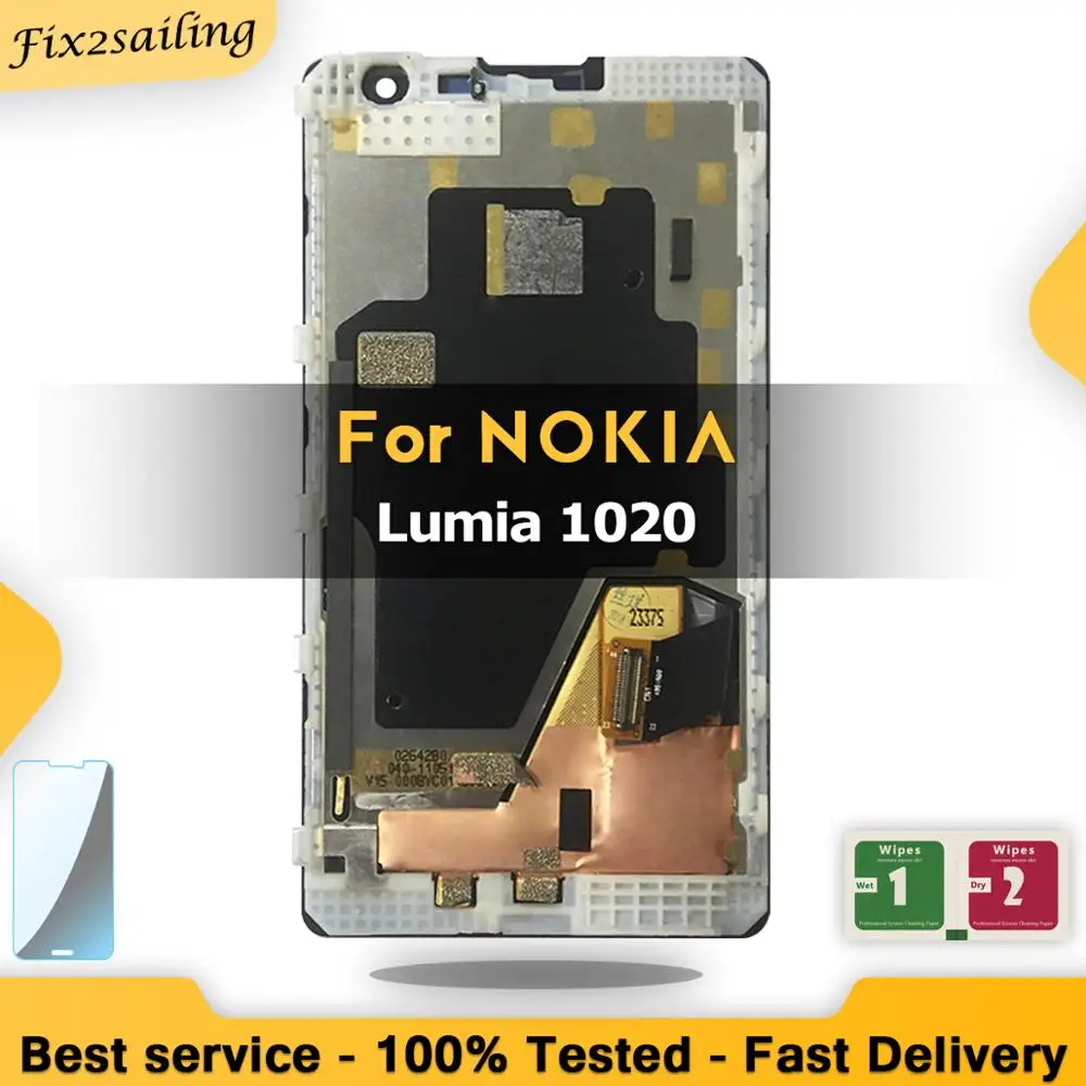ЖК дисплей для Nokia Lumia 1020 дигитайзер сенсорного экрана в сборе с рамкой запасные