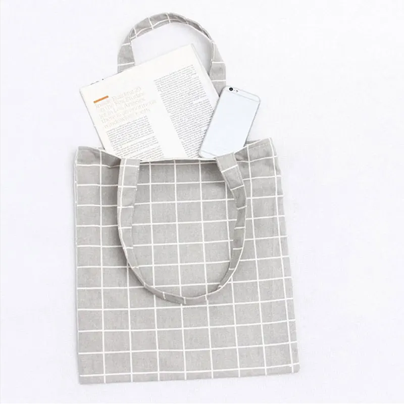 Canvas Tote Bag Casual Beach HandBag Eco Shopping Bag Daily Use Foldable Canvas Shoulder Bag Plaid Canvas Tote for Women Female Canvas Tote Bag Casual Beach HandBag Eco Shopping Bag Daily Use Foldable Canvas Shoulder Bag Plaid Canvas Tote for Women Female