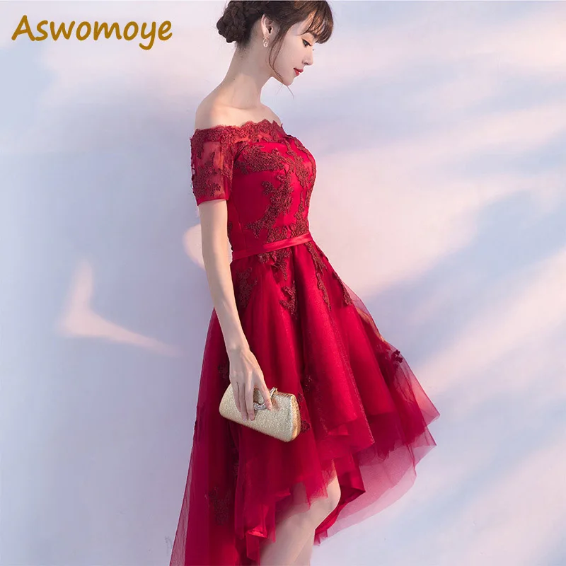 Женское вечернее платье Aswomoye с коротким передом и длинной спинкой 2018|robe de soiree|robe