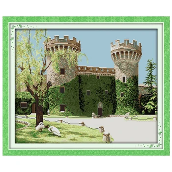 

Rural Old Castle Counted Cross Stitch 11 14CT Cross Stitch Set Scenery Cross-stitch Kit Embroidery Needlework