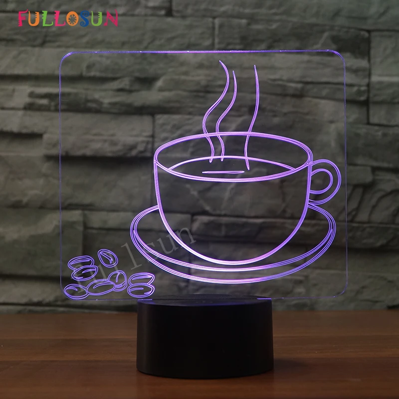 3D Ночная лампа кофейная чашка модель цветная светодиодная USB Лампа для проектора