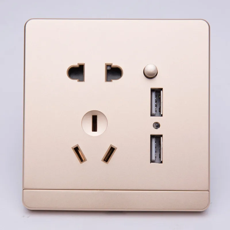 New Gold Dual USB Charging Wall Socket US/EU Plug Charger Dock Station