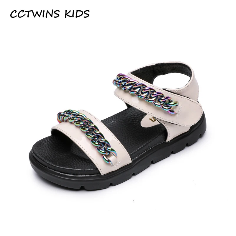 

CCTWINS Kids Shoes 2019 Summer Girls Fashion Princess Dress Sandals Children Beach Flats Toddler Baby Soft Barefoot Shoes BS334