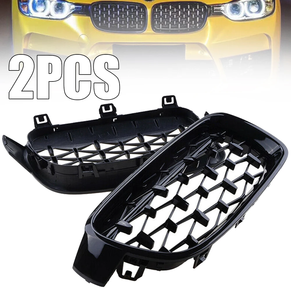 

New Arrival 2pcs Kidney Style Grill Grille Gloss Black Replacement For BMW F30 F31 3 Series 2012-2016