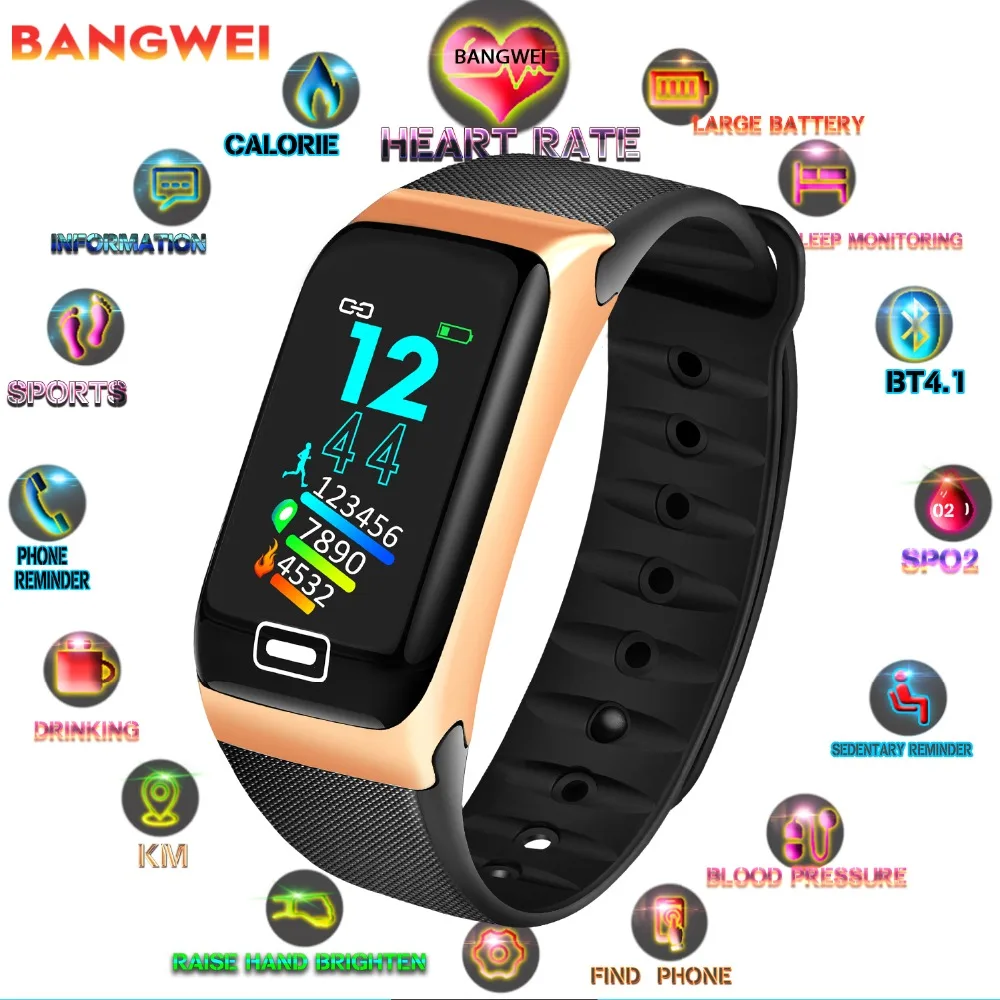 2019 BANGWEI модные Для мужчин женщин умные часы Ip68 Водонепроницаемый спортивные