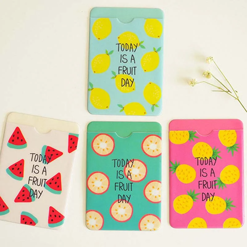 

1PC Cute Card Holder Fresh Fruit Double Layer Card Note Holder Bus Business Credit Cover Case Wallet Card Holder and Note Holder